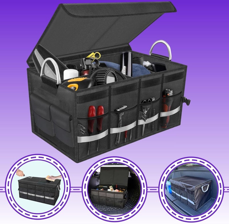 MOTRK Trunk Organizer - Car Organizer, Foldable Trunk organizer for SUVs & Sedans, Sturdy, Car Organization for Car Accessories, Car Organizers and Storage with 6 Pocket (MO-701) - Image 4