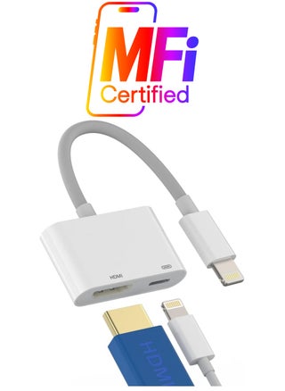 Lightning to Hdmi Adapter for TV Compatible for iPhone 12 13 Pro Max Splitter Digital AV Female Port Converter and Charging Connector Cord Projector Monitor Sync Screen Ipad Mini Apple Charger Charge - pzsku/Z7B0239D7854D5076C171Z/45/_/1738233676/fcc5d5cd-04a3-4dc7-a79c-c27747d70246