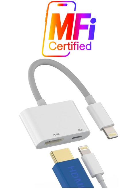 Lightning to Hdmi Adapter for TV Compatible for iPhone 12 13 Pro Max Splitter Digital AV Female Port Converter and Charging Connector Cord Projector Monitor Sync Screen Ipad Mini Apple Charger Charge
