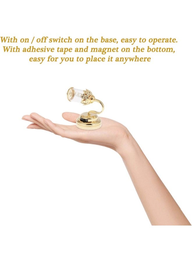 2pcs Dollhouse Miniature Clear Lampshade LED Light Wall Lamp Model for 1:12 Gold - Image 5