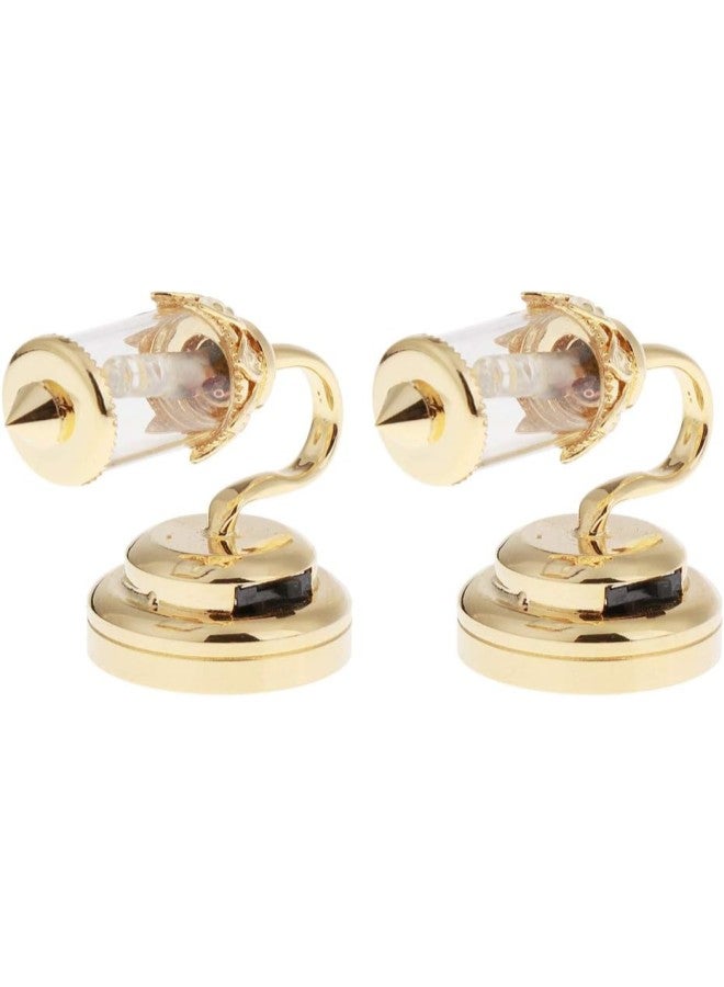 2pcs Dollhouse Miniature Clear Lampshade LED Light Wall Lamp Model for 1:12 Gold - Image 1