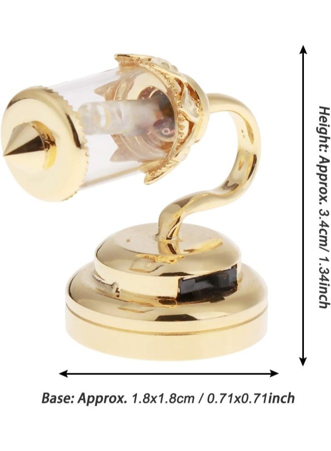 2pcs Dollhouse Miniature Clear Lampshade LED Light Wall Lamp Model for 1:12 Gold - Image 4