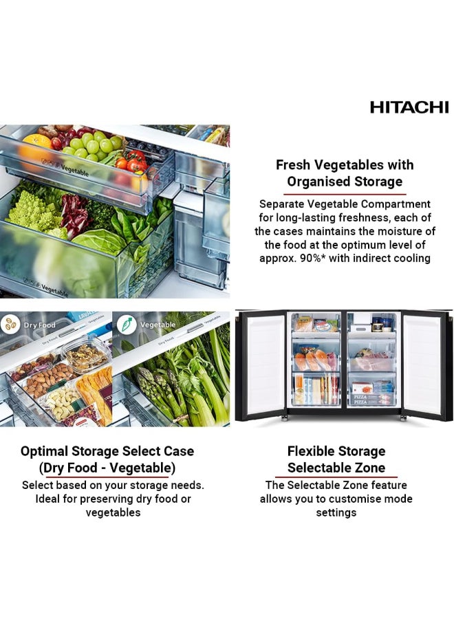 HITACHI Bottom Freezer Inverter Control | Dual fan Cooling | Vacuum Compartment | Selectable Zone | Triple Power Filter | Select Case | Stabilizer Free | Touch Screen Controller | Dual Sensing Control | Quick Cooling | Water Tank RWB820VUK2GBK Black - Image 5