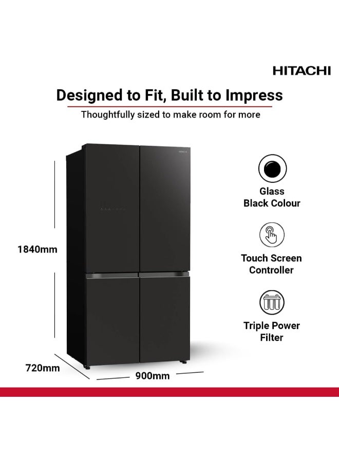HITACHI Bottom Freezer Inverter Control | Dual fan Cooling | Vacuum Compartment | Selectable Zone | Triple Power Filter | Select Case | Stabilizer Free | Touch Screen Controller | Dual Sensing Control | Quick Cooling | Water Tank RWB820VUK2GBK Black - Image 2