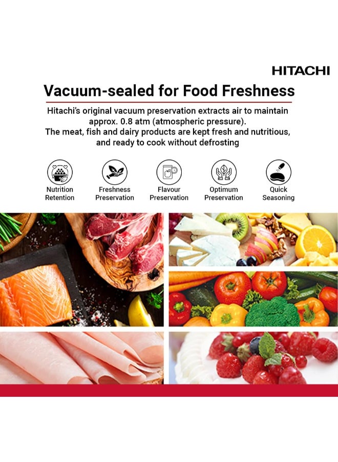 HITACHI Bottom Freezer Inverter Control | Dual fan Cooling | Vacuum Compartment | Selectable Zone | Triple Power Filter | Select Case | Stabilizer Free | Touch Screen Controller | Dual Sensing Control | Quick Cooling | Water Tank RWB820VUK2GBK Black - Image 4