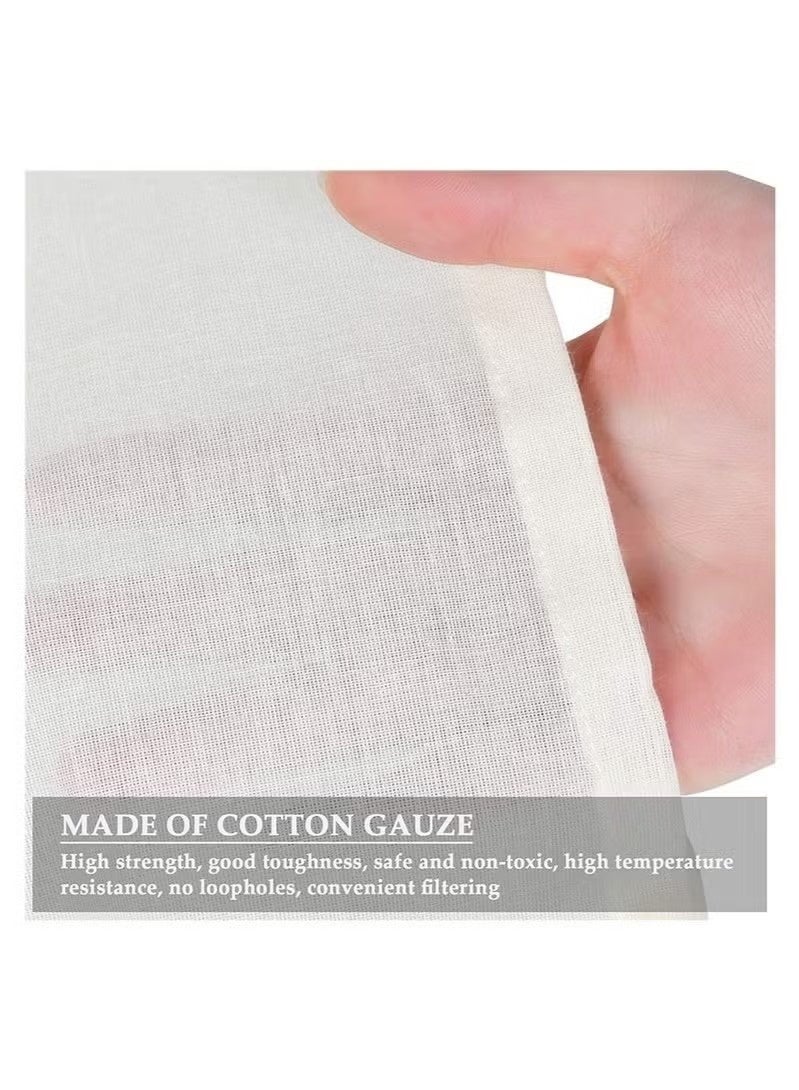Filter Bag, Cheesecloth Bags Reusable, 10 Pieces Cheese Cloths for Straining, Cotton Muslin Bags Unbleached for Herbs Tea Coffee Cooking Brewing Straining (8 x 12 Inch) - Image 4
