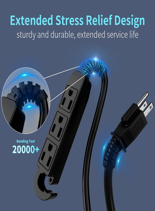 Energeaster 16/3 15 Ft 3 Outlet Extension Cord Outdoor Waterproof, Black Extension Cords with Multiple Outlets, 3 Prong with Multi Outlet Outside 13A 1625W 16AWG, ETL Listed - Image 3