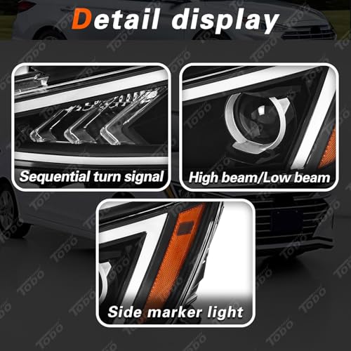 TODO Headlight Assembly Compatible with 2019 2020 Hyundai Elantra HY2502233 92101F3500 Driver Left Side - Image 3