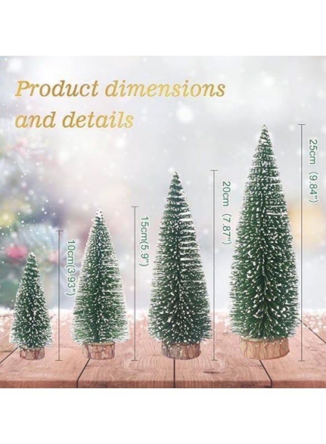 Mini Pine Needletree Lights Table Decorations, 4 Sizes Artificial Small Tiny Pine Tree With Wooden Bases - Image 3