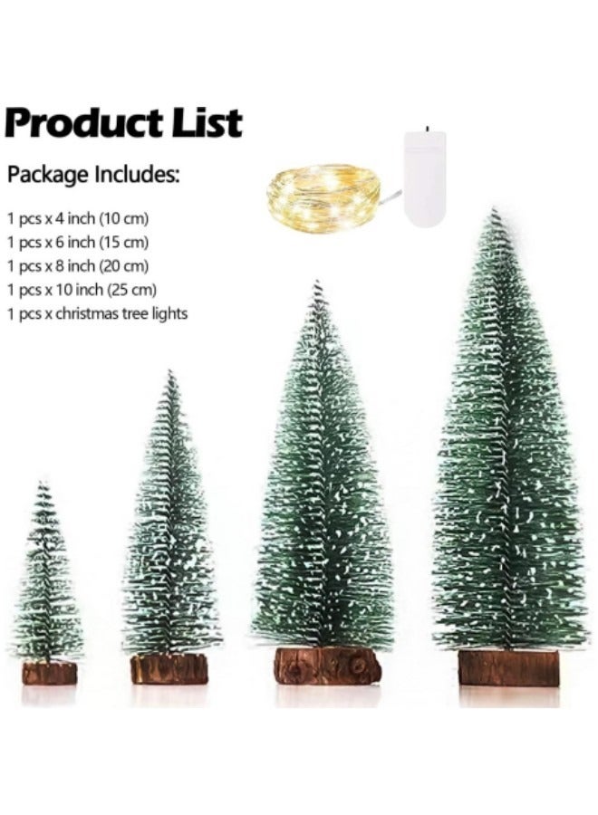 Mini Pine Needletree Lights Table Decorations, 4 Sizes Artificial Small Tiny Pine Tree With Wooden Bases - Image 2