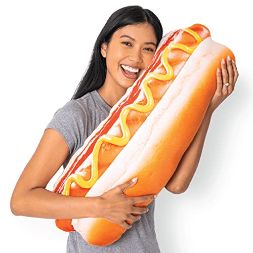 Much Comfort 30" 3D Supreme Hot Dog Throw Pillow - Made with Super Soft & Ultra Premium Fabric - Cute, Comfortable, Plush, Stuffed Body Cushion for Home Decor - Best Funny Gift for Meat Lovers - Large - Image 1