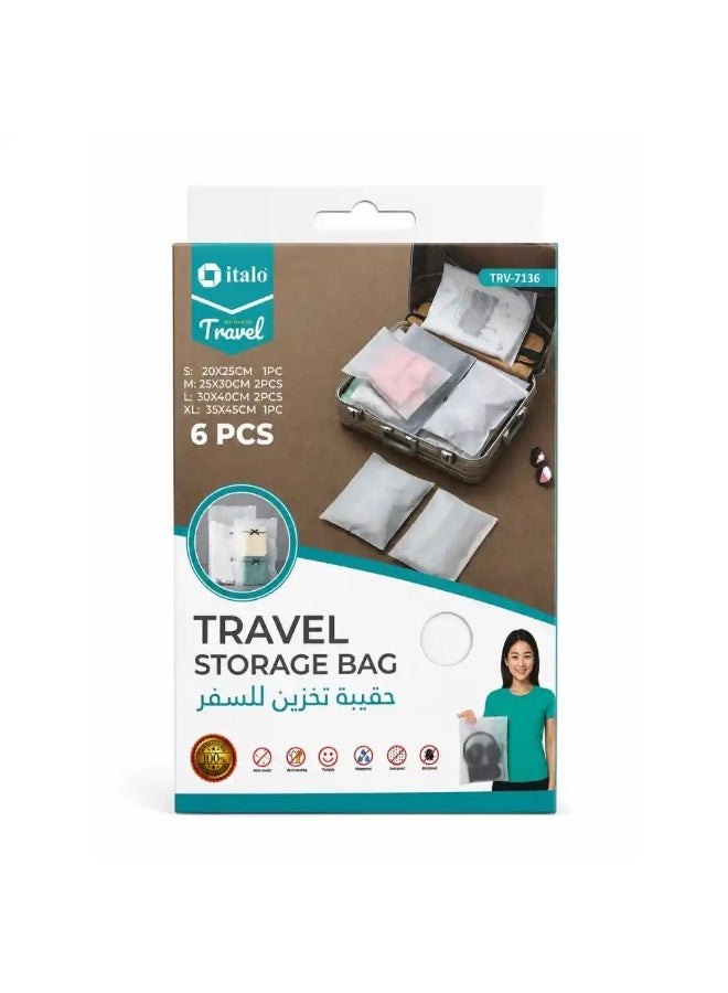 Italo Travel 6-Piece Storage Bag Organizer Set(Customer May Receive Any Color)