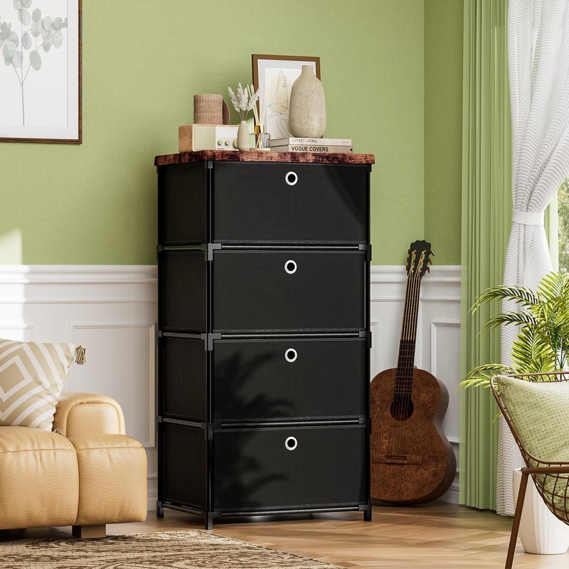 LUKYTOWER Fabric Storage Drawers Dresser and Chest of Drawers, Small Dresser with Drawers Unit, Sturdy 4 Drawers Dressers for Closet, Fabric Storage Bin Organizer, Closet Organizers and Storage - Image 2