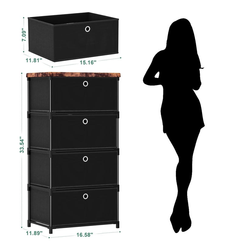 LUKYTOWER Fabric Storage Drawers Dresser and Chest of Drawers, Small Dresser with Drawers Unit, Sturdy 4 Drawers Dressers for Closet, Fabric Storage Bin Organizer, Closet Organizers and Storage - Image 3