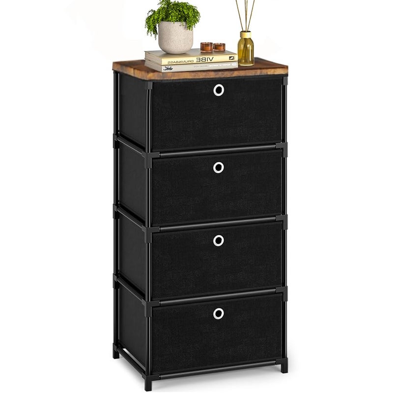 LUKYTOWER Fabric Storage Drawers Dresser and Chest of Drawers, Small Dresser with Drawers Unit, Sturdy 4 Drawers Dressers for Closet, Fabric Storage Bin Organizer, Closet Organizers and Storage - Image 1