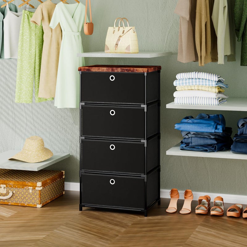 LUKYTOWER Fabric Storage Drawers Dresser and Chest of Drawers, Small Dresser with Drawers Unit, Sturdy 4 Drawers Dressers for Closet, Fabric Storage Bin Organizer, Closet Organizers and Storage - Image 4