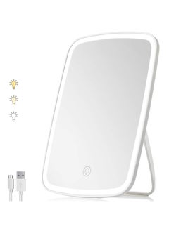 Excefore Vanity Mirror with Lights, Travel Lighted Makeup Mirror, Portable Lighted Makeup Beauty Mirror, 3 Color Lighting, Dimmable Touch Screen, Tabletop LED Folding Adjustable Cosmetic Mirror  - Image 1