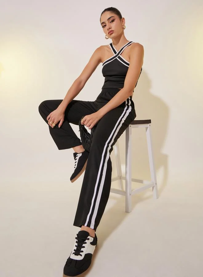 Take Two Take Two Solid Side Wide Leg Pants