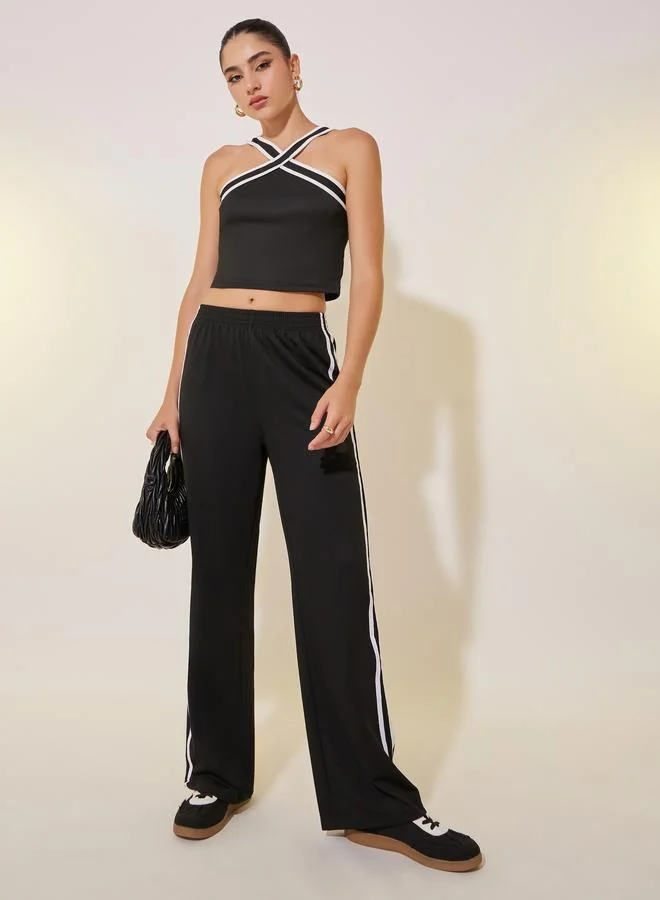 Take Two Take Two Solid Side Wide Leg Pants
