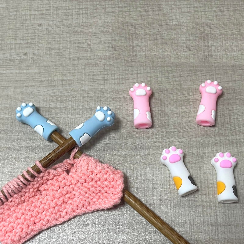 SPANSEE 6 PCS Cat Paw Knitting Stitch Stoppers, Needle Minder, Knitting Needle Point Protectors, Needle Stopper, Knitting Supplies fit Size 11-17 (8mm-12.75mm) Needles - Image 3