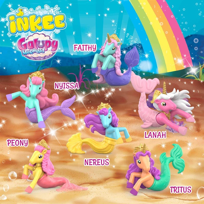 Inkee Bath Bomb with Surprise Galupy Mermaid - Vegan, Dermatologist Approved with Almond Oil & Cotton Candy Aroma for Kids - Image 4