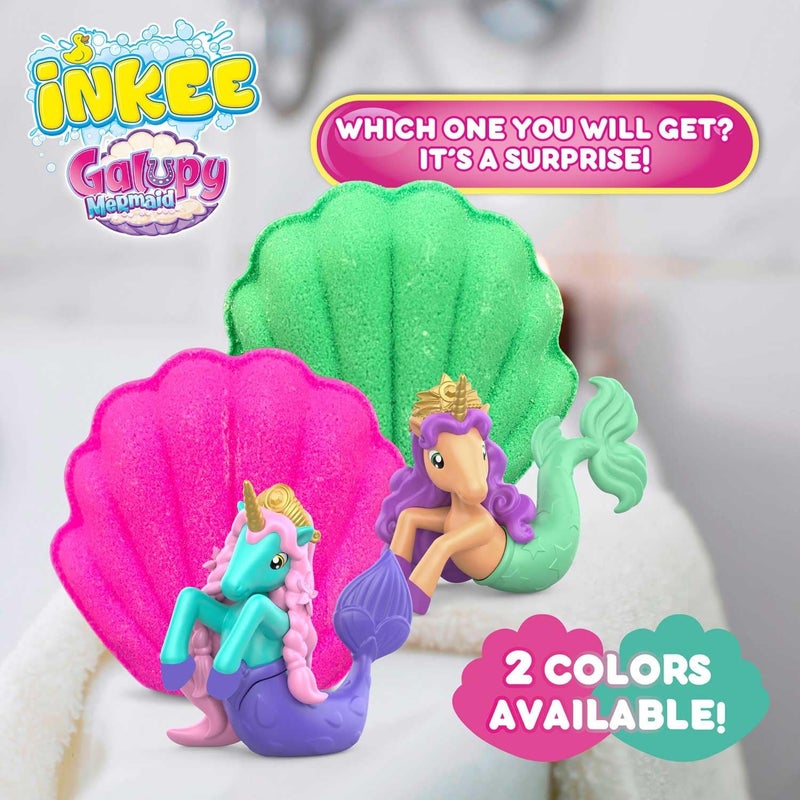 Inkee Bath Bomb with Surprise Galupy Mermaid - Vegan, Dermatologist Approved with Almond Oil & Cotton Candy Aroma for Kids - Image 2