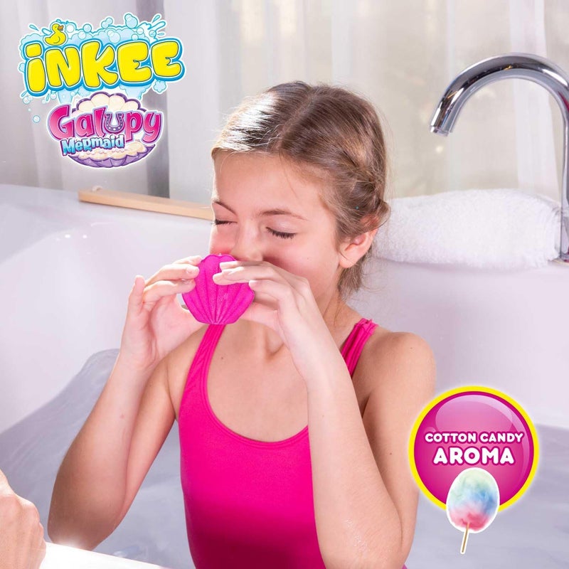 Inkee Bath Bomb with Surprise Galupy Mermaid - Vegan, Dermatologist Approved with Almond Oil & Cotton Candy Aroma for Kids - Image 5