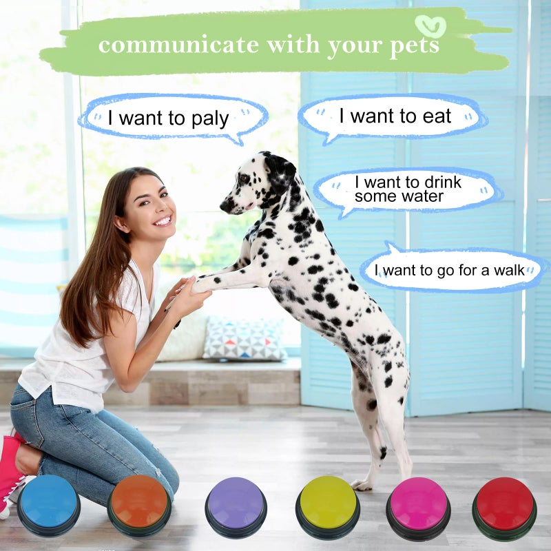 Gelabur Set of 6 Dog Buttons for Communication, Voice Recordable Buttons for Classroom, Dog Training Talking Buttons Starter Set, Pet Easy Speaking Buttons Tools - Image 2