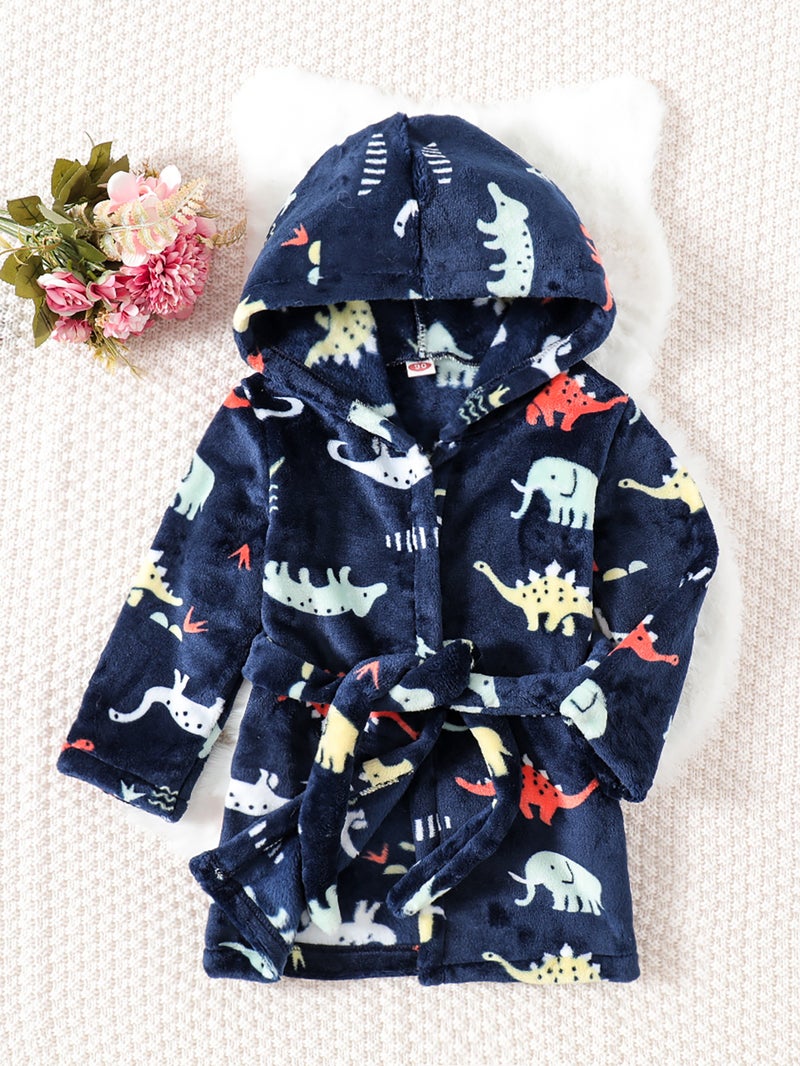 Children'S Nightgown Flannel Baby Boy'S Thickened Girl'S Coral Fleece Pajamas Four Seasons Bathrobe - Image 1