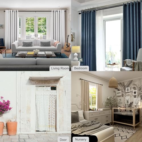 Byondeth Curtain Rods for Windows 16 to 88 Inches Adjustable Length 1 Inch Diameter Window Curtain Rod with Aluminium Finials, Black - Image 3