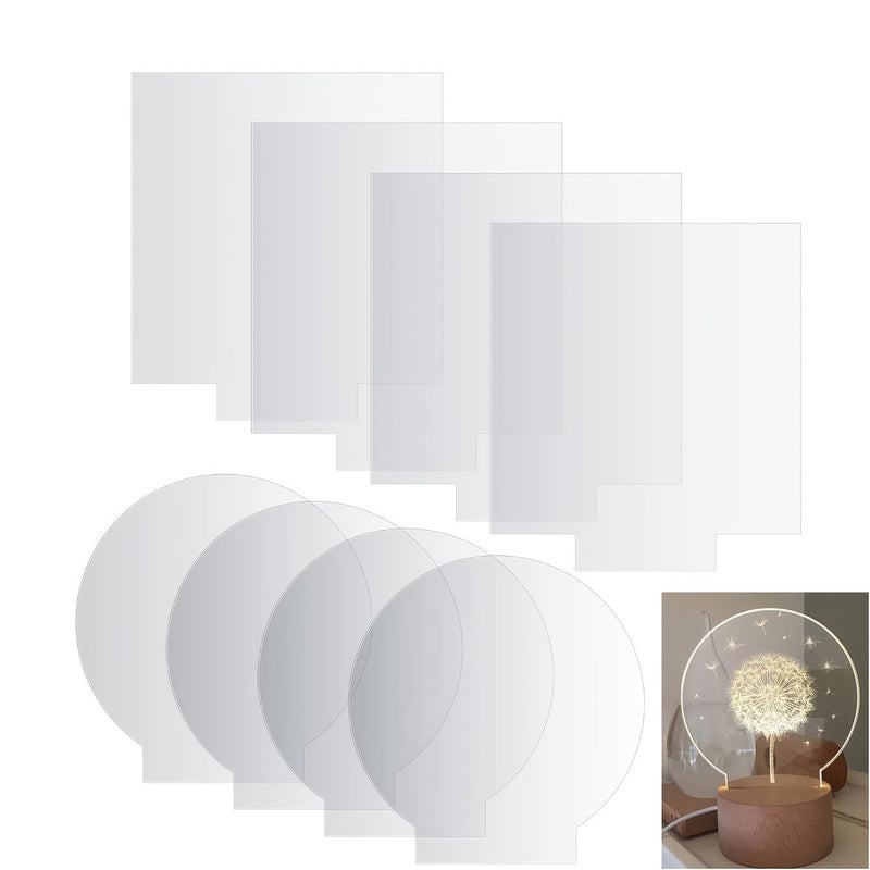 8 Pieces Transparent Acrylic Sheet Set Square And Circle - Image 1
