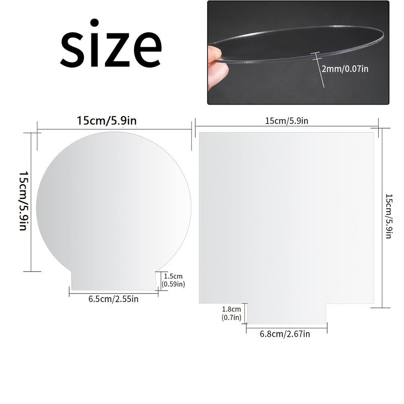 8 Pieces Transparent Acrylic Sheet Set Square And Circle - Image 2