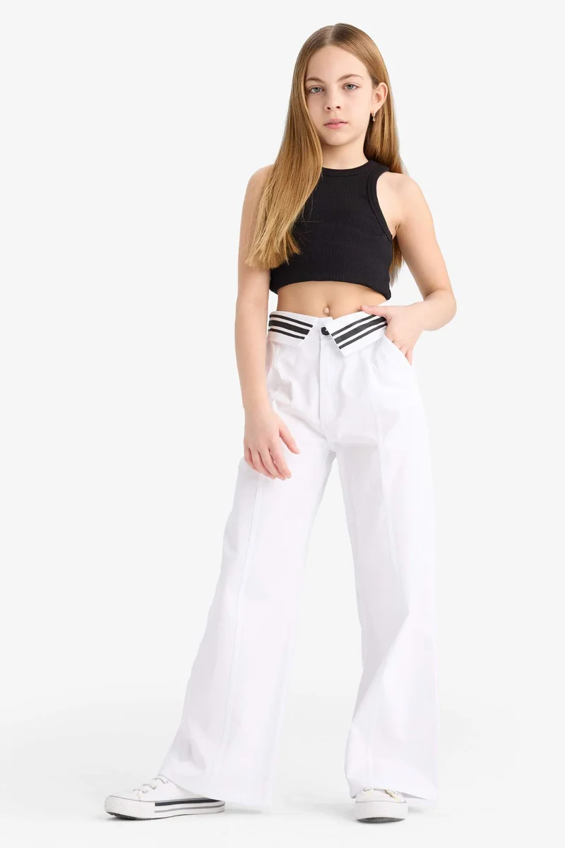ديفاكتو Girl Wide Leg Cotton Trousers