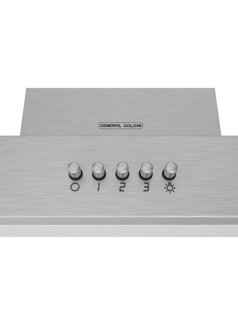 جنرال جولدن شفاط طبخ جنرال جولدين 60×45 سم، جداري، ستانلس ستيل، نوع T، فضي، 5 فلاتر، 3 سرعات، - Image 5