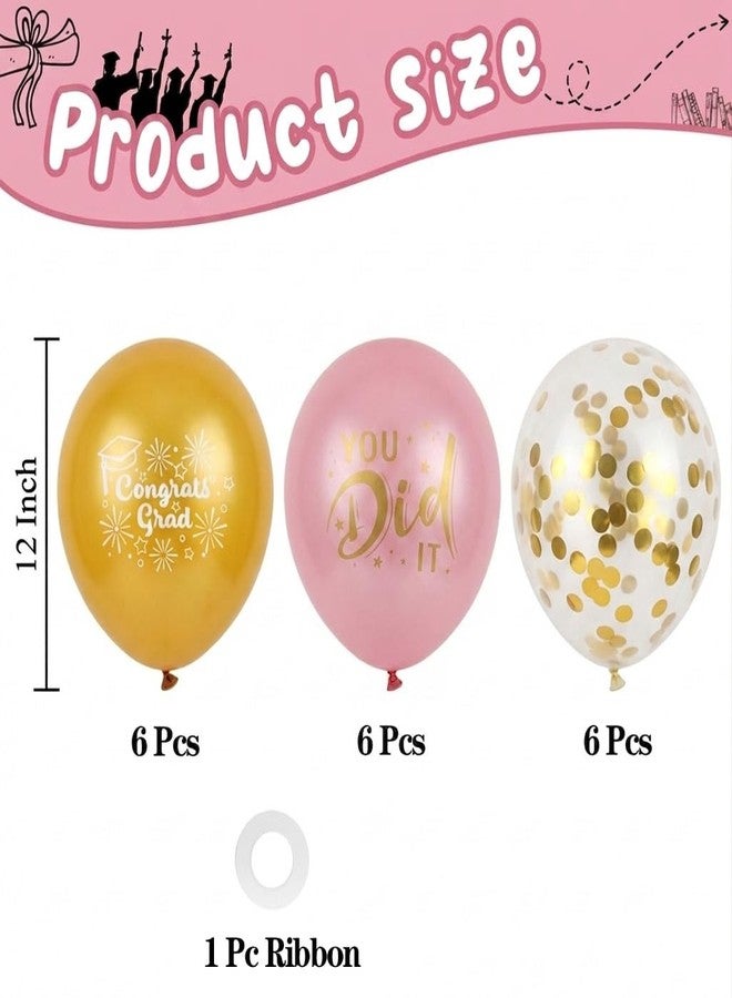 KALOR Pink and Gold Graduation Balloons 2026, 18 Pcs 12 Inches Graduation Party Latex Balloons Grad Balloons Decorations for Graduation Party Supplies - Image 2