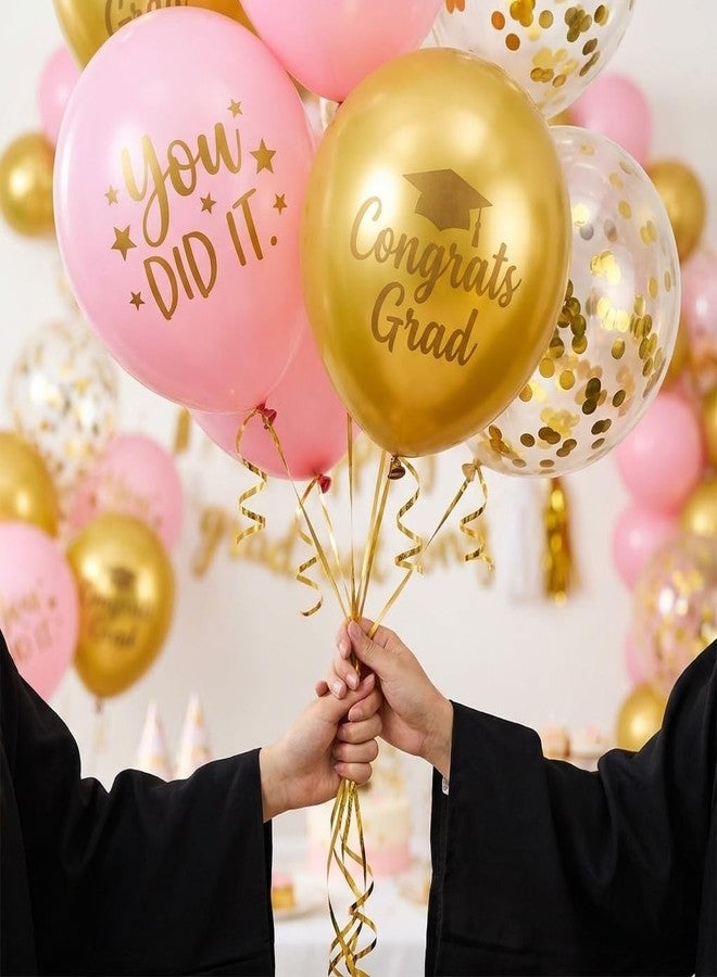 KALOR Pink and Gold Graduation Balloons 2026, 18 Pcs 12 Inches Graduation Party Latex Balloons Grad Balloons Decorations for Graduation Party Supplies - Image 5