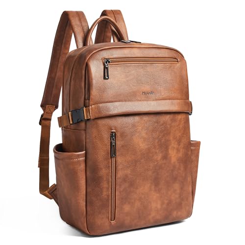 Mroede Leather Laptop Backpack for Women 156 Inch Laptop Travel Backpack Purse Large Capacity Computer Bag Casual Daypack Nurse Bag College Bookbag for School Brown - Image 1