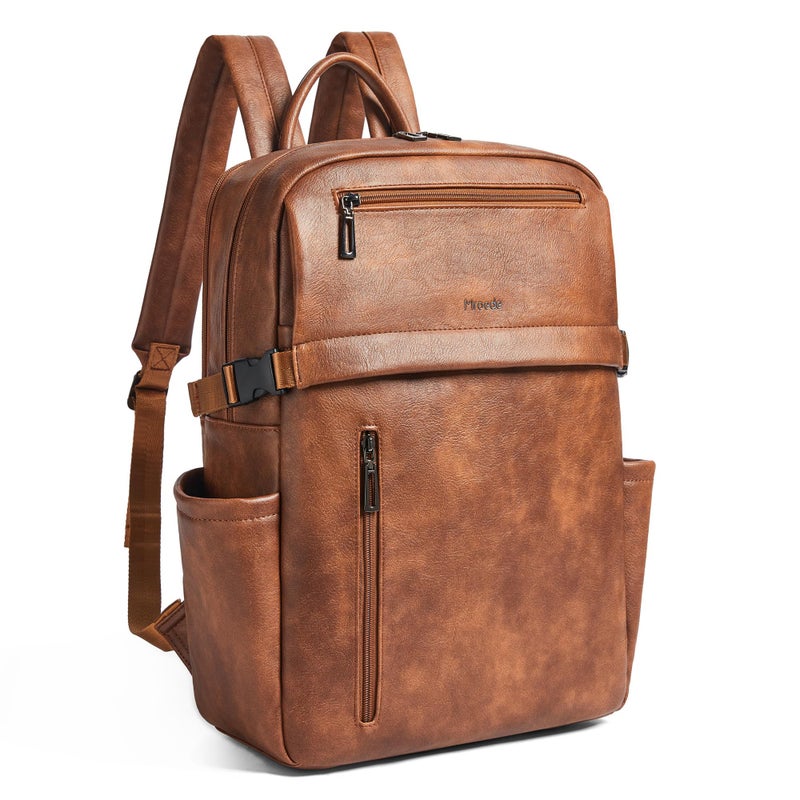 Mroede Leather Laptop Backpack for Women 156 Inch Laptop Travel Backpack Purse Large Capacity Computer Bag Casual Daypack Nurse Bag College Bookbag for School Brown - Image 2