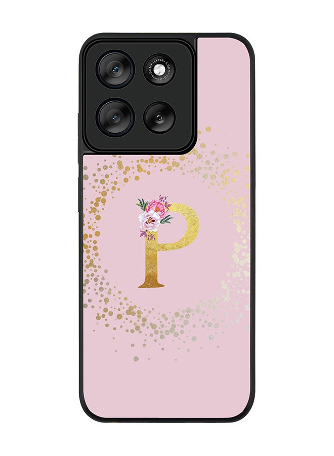 Stylizedd For Motorola Moto G56 Case,Slim fit Camera Protection, Shockproof Thin Phone cover  - Custom Monogram Floral - P  (Pink ) - Image 1
