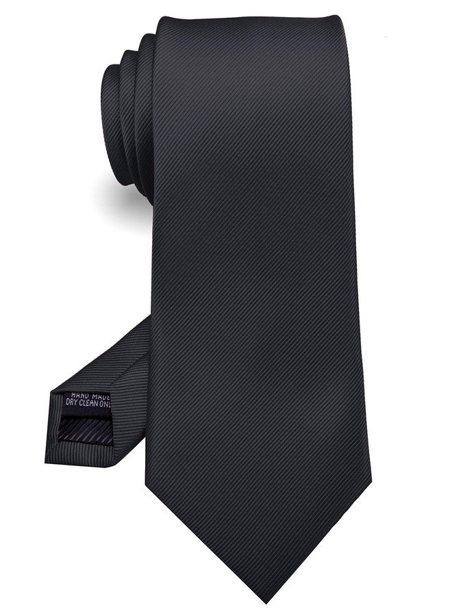 RBOCOTT Silk Black Tie Business Wedding Formal Necktie for Men (Black) - Image 1