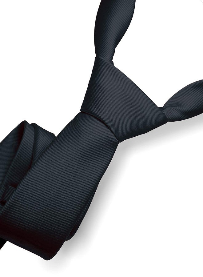 RBOCOTT Silk Black Tie Business Wedding Formal Necktie for Men (Black) - Image 2