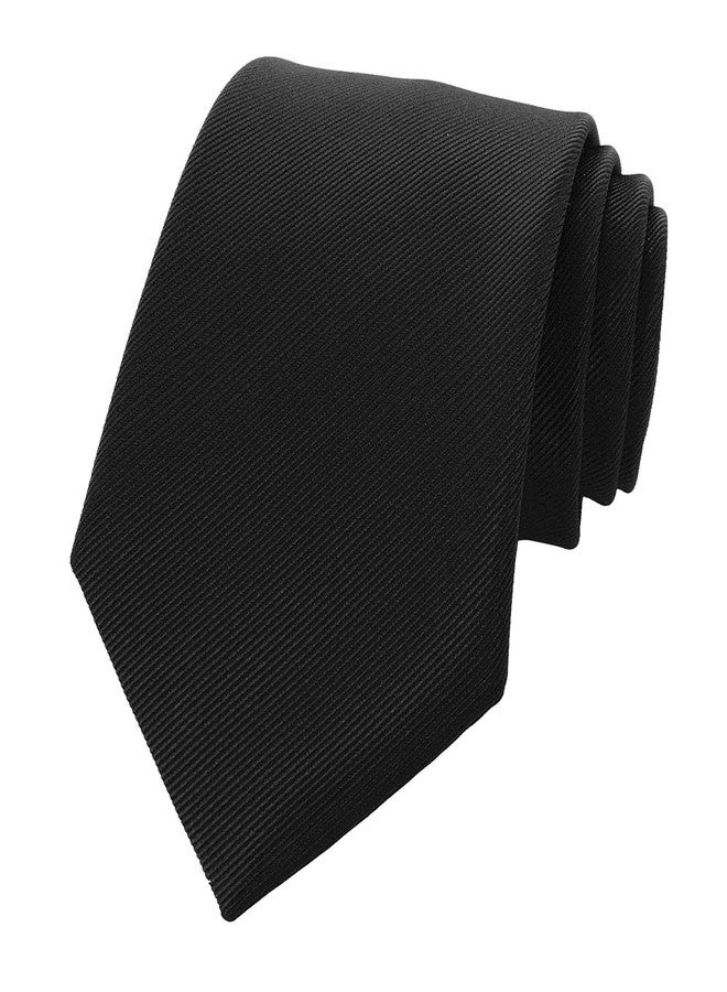 RBOCOTT Silk Black Tie Business Wedding Formal Necktie for Men (Black) - Image 3