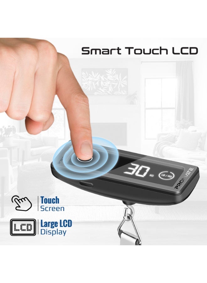 Promate Travel Luggage Scale with Touch Screen LCD, 40kg Max Capacity, Compact Digital Suitcase Weighing Scale, KG/LBS Units, Auto Hold Reading, Long Battery Life, Polypropylene Strap - Image 4