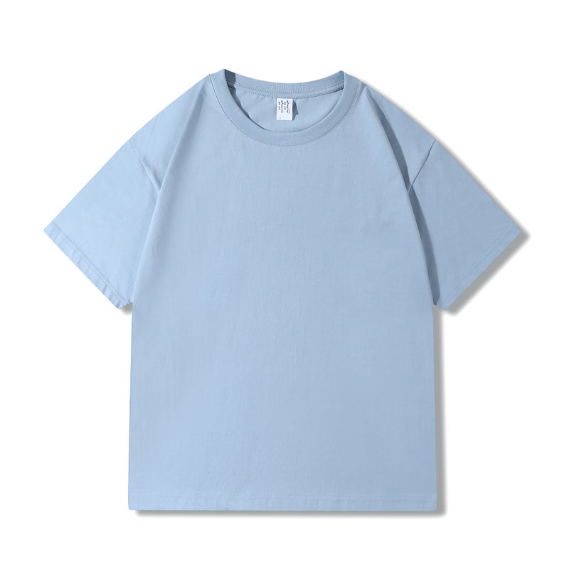 230G 40 Count Xinjiang Combed Cotton Heavyweight Pure Cotton Short-Sleeved T-Shirt For Men And Women Pure Color Round Neck White T-Shirt Bottoming Shirt - Image 1