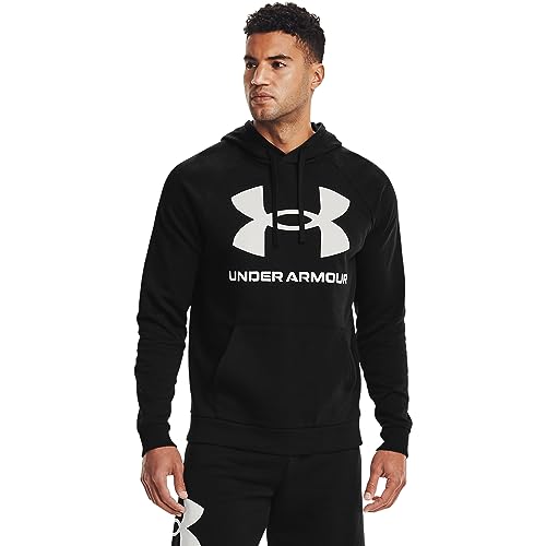 Under Armour Mens Rival Fleece Big Logo Hoodie , Black (001)/Onyx White , Small - Image 1