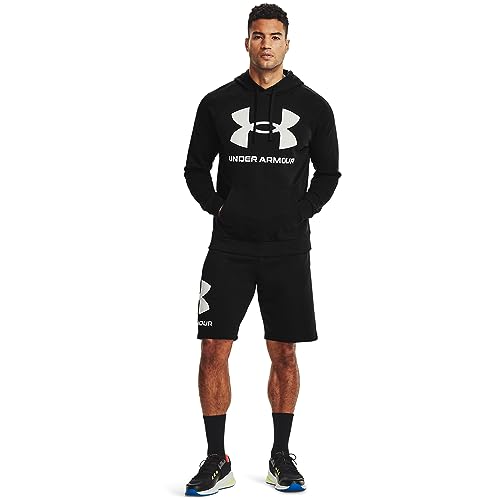 Under Armour Mens Rival Fleece Big Logo Hoodie , Black (001)/Onyx White , Small - Image 4