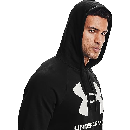 Under Armour Mens Rival Fleece Big Logo Hoodie , Black (001)/Onyx White , Small - Image 3