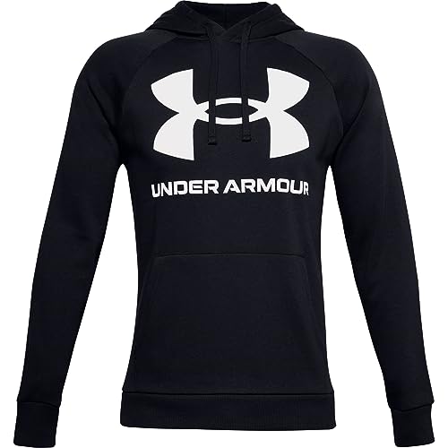 Under Armour Mens Rival Fleece Big Logo Hoodie , Black (001)/Onyx White , Small - Image 5