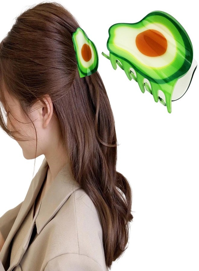 هابدو مشابك شعر هابدو على شكل أفوكادو، قطعة واحدة، إكسسوارات شعر لطيفة على شكل فاكهة للنساء والفتيات، مناسبة لتسريحة نصف مرفوعة، مشابك صغيرة مرحة، هدايا مثالية - Image 1
