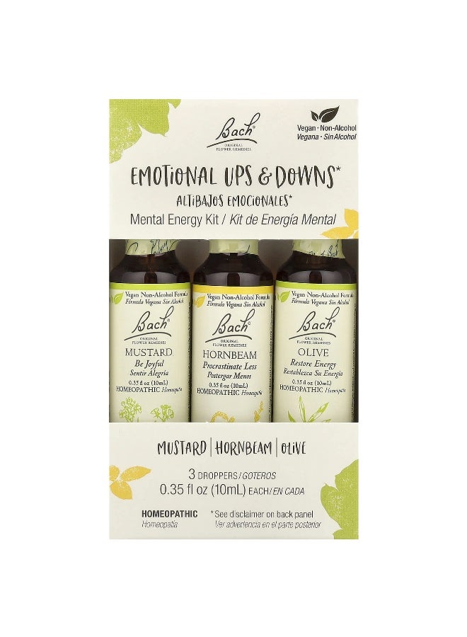 Bach, Original Flower Remedies, Mental Energy Kit, Emotional Ups & Downs, 3 Droppers, 0.35 fl oz (10 ml) Each (Packaging may vary) - Image 2